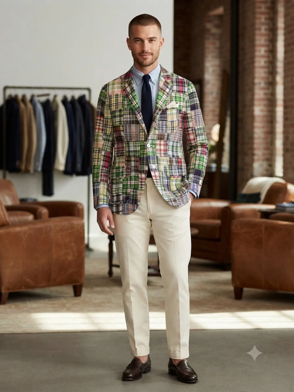 Polo by Ralph Lauren Madras Sport Coat with Green & Blue Accents